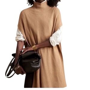 Banana Republic Factory Tan pullover poncho style mock neck sweater size small